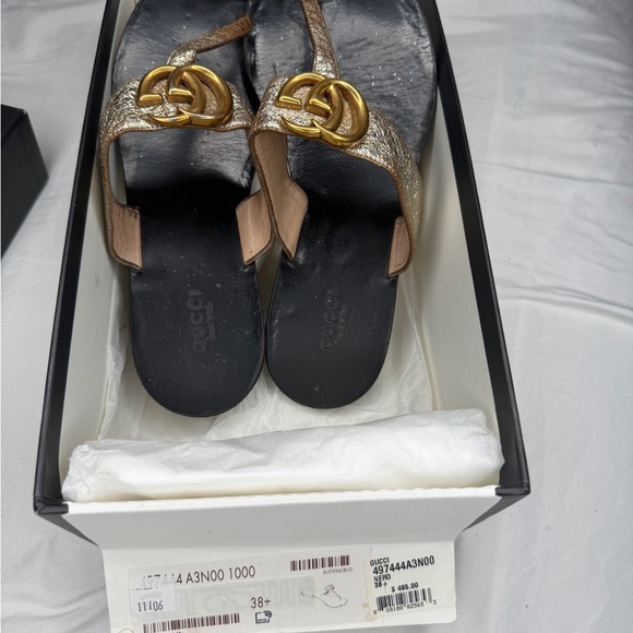 Gucci Black Leather Sandals
